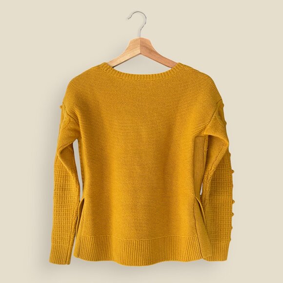 Madewell Open-Side Bobble Pullover Sweater, Mustard Yellow, XXS - Picture 3 of 4